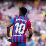 Ansu Fati, con el dorsal "10" en el Camp Nou