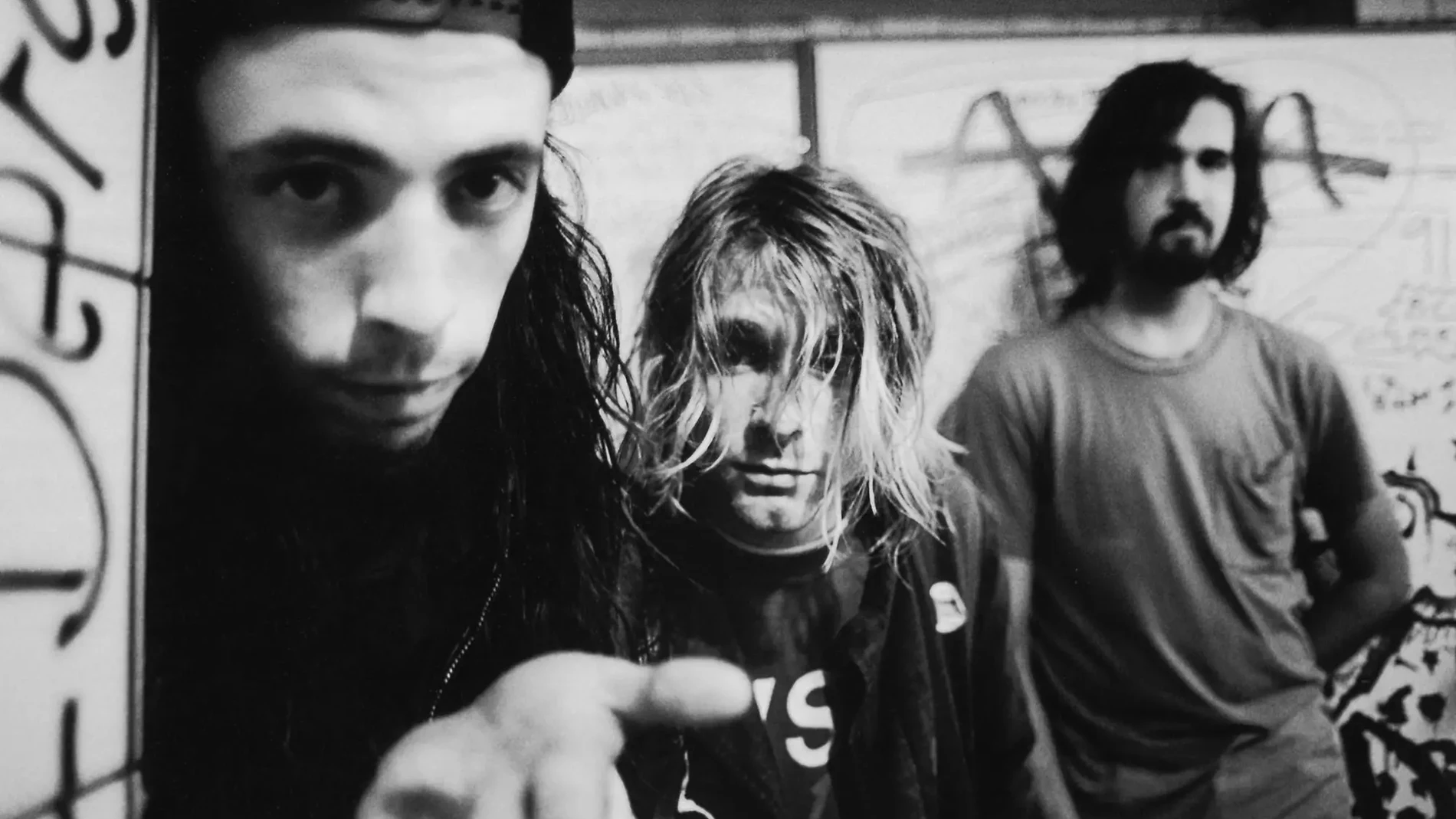 De izquierda a derecha, Dave Grohl, Kurt Cobain y Krist Novoselic, los miembros de Nirvana