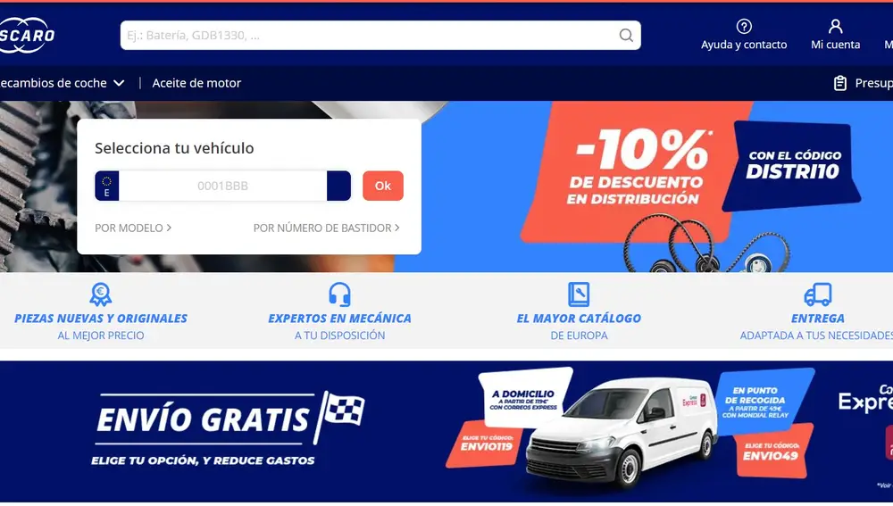 Descuentos en recambios de coche