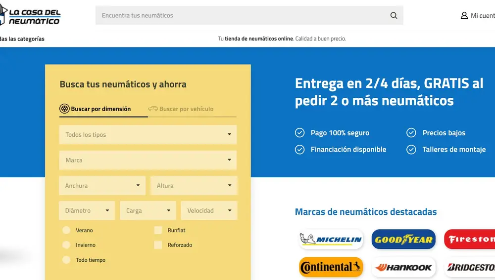 Web especializada en neumáticos, La Casa del Neumático