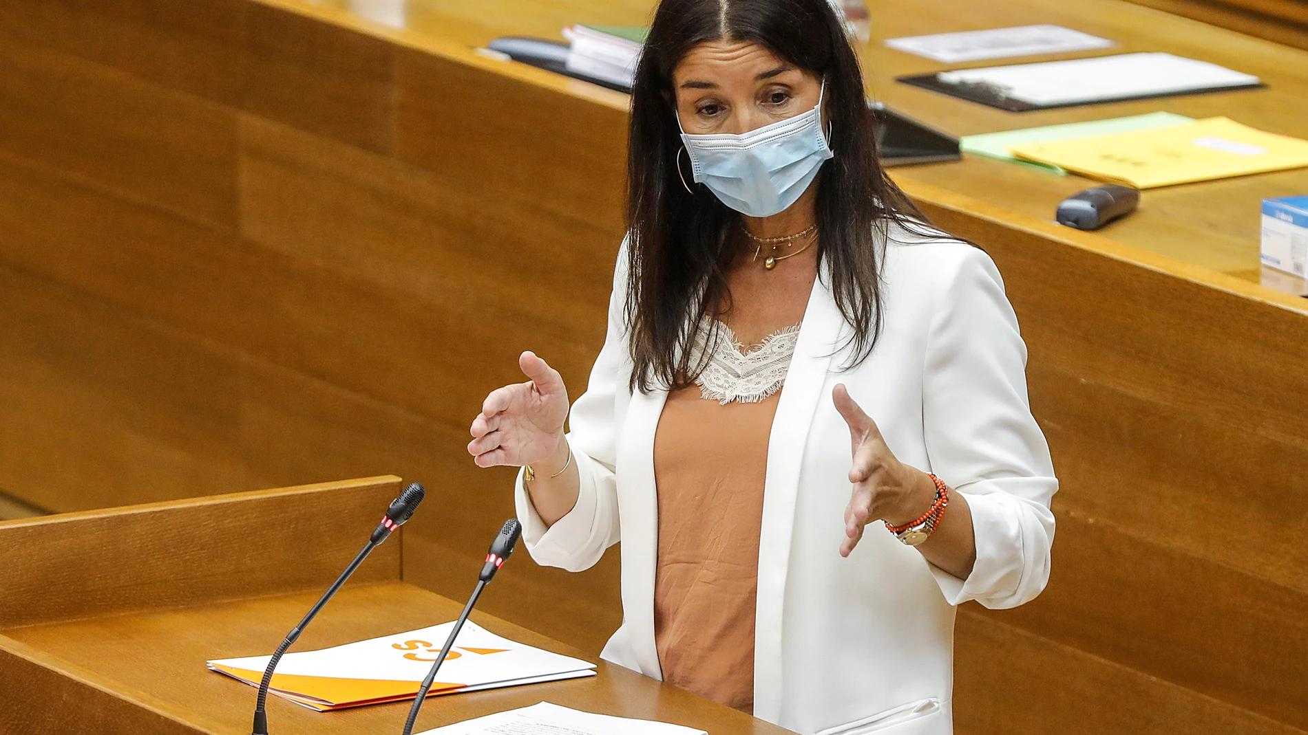 La síndica de Ciudadanos (Cs) en Les Corts valencianas, Ruth Merino, interviene en un pleno de las Cortes valencianas en el Palau de las Cortes Valencianas, a 27 de septiembre de 2021, en Valencia, Comunidad Valenciana, (España). Durante esta sesión plenaria, el Gobierno de la Generalitat valenciana ha explicado las medidas políticas y económicas para este año y ha resumido las actuaciones realizadas hasta la fecha.27 SEPTIEMBRE 2021;VALENCIA;POLITICA;DEBATE:;CORTS VALENCIANAS;CORTESRober Solsona / Europa Press27/09/2021