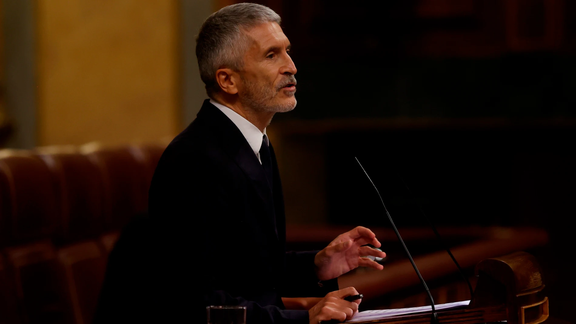 El ministro de Interior, Fernando Grande-Marlaska, interviene en la sesión plenaria