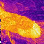Imagen térmica del delta formado por la lava del volcán de La Palma