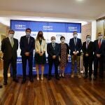 CEOE Valladolid celebra el acto de entrega de los premios CEOE Valladolid correspondientes a los años 2019 y 2020, con las librerías OLETVM y Curia Global como empresas galardonadas. El presidente de CEOE Castilla y León, Santiago Aparicio, la presidenta de CEOE Valladolid, Ángela de Miguel, el alcalde de Valladolid, Óscar Puente, el vicepresidente de la Diputación de Valladolid, Víctor Alonso, y los representantes de las empresas galardonadas