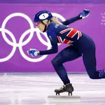 Elise Christie, durante su participación en los JJOO de invierno de Pyeongchang 2018.