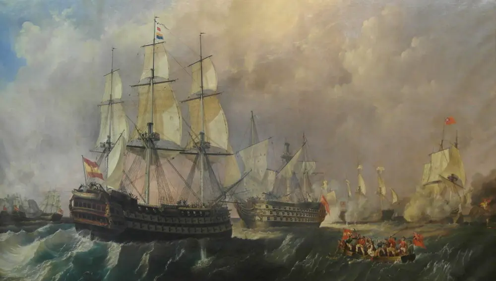 El Infante don Pelayo acude al rescate del Santísima Trinidad en la batalla del Cabo de San Vicente del 14 de febrero de 1797.
