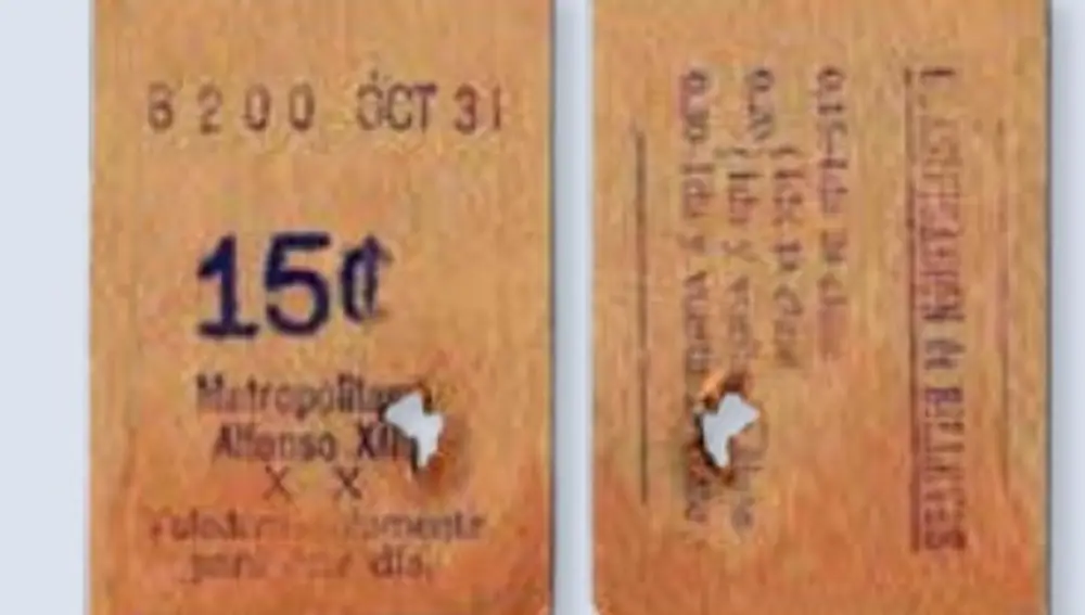 Imagen de los primeros billetes de Metro