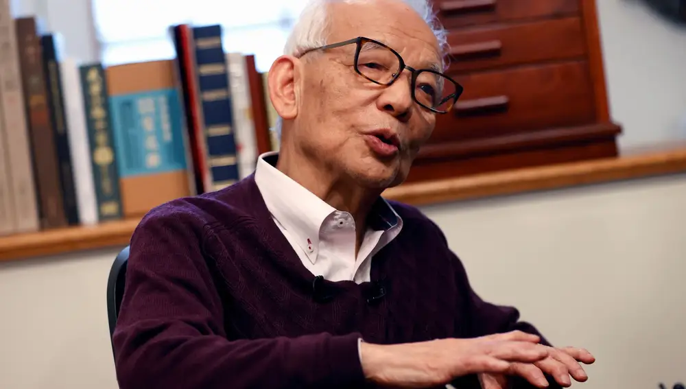 Princeton University meteorologist Professor Syukuro Manabe, who won a share of the 2021 Nobel Prize in physics, talks in his home in Princeton, New Jersey, U.S., October 5, 2021. REUTERS/Mike Segar