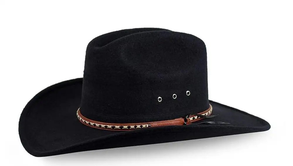Sombrero estilo cowboy en marrón oscuro.
