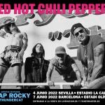 Cartel de los conciertos de Red Hot Chili Peppers en Sevilla y Barcelona