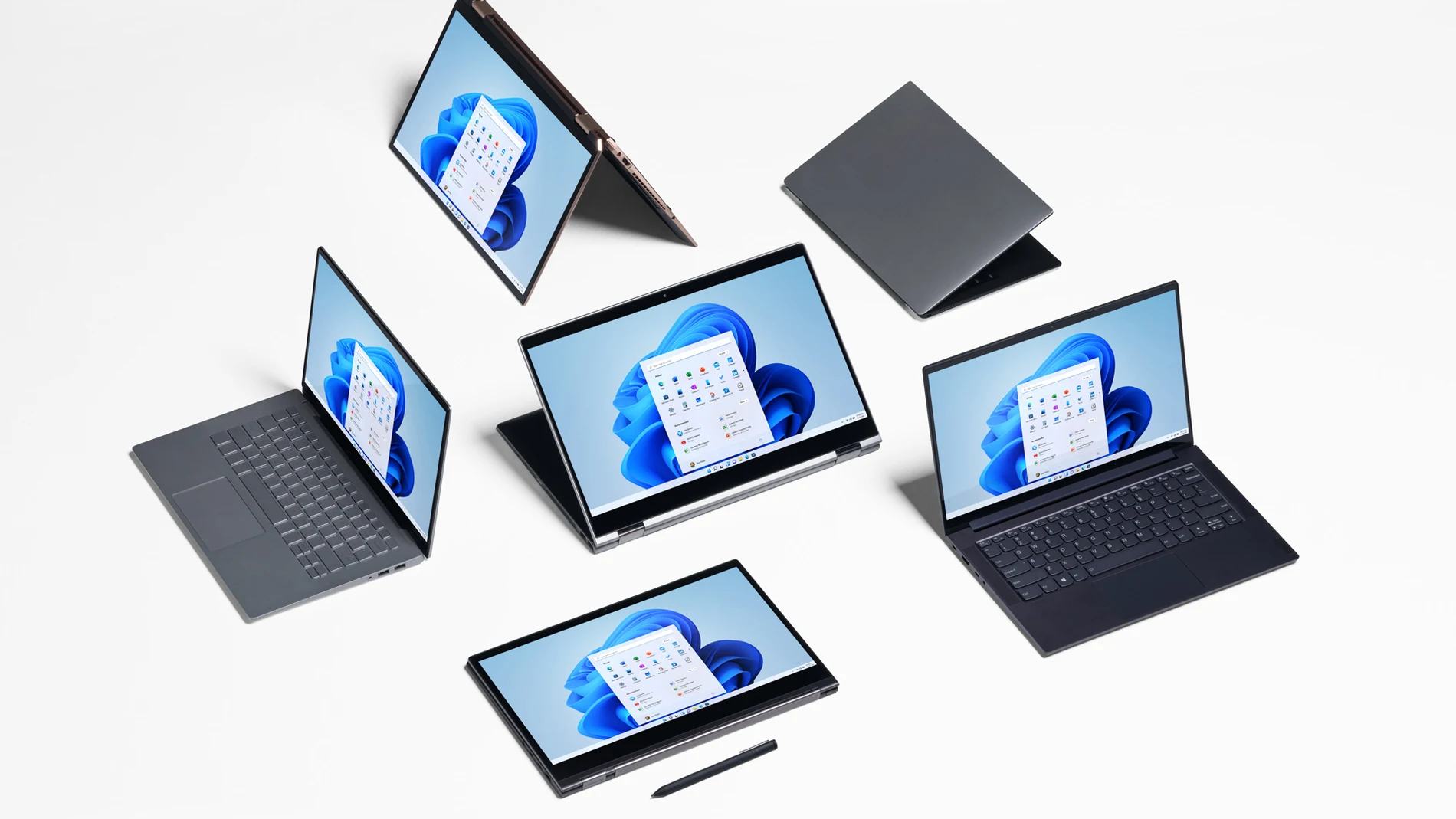 Portátiles y tablets con el nuevo Windows 11 de Microsoft.