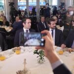 Pablo Casado, Teodoro García-Egea, José Luis Martínez-Almeida y Fernando López Miras, ayer en un desayuno en Madrid