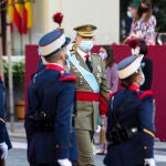 Día de la Hispanidad, desfile militar del 12 de Octubre. Presencia de los Reyes con la princesa Sofía, Pedro Sanchez, y los distintos ministros y ministras del Gobierno junto a otras autoridades.