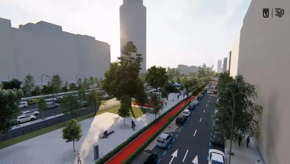 Recreación del carril bici de la Castellana