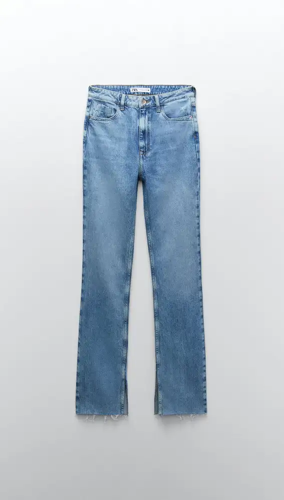 Jeans Z1975 high rise slim flare con abertura lateral en el bajo, de Zara