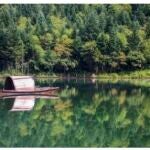 La foto, tomada el 26 de agosto de 2021, muestra una vista del lago Zedang en el parque forestal nacional Guan’egou, ubicado en el condado Dangchang de Longnan, provincia de Gansu, noroeste de China.