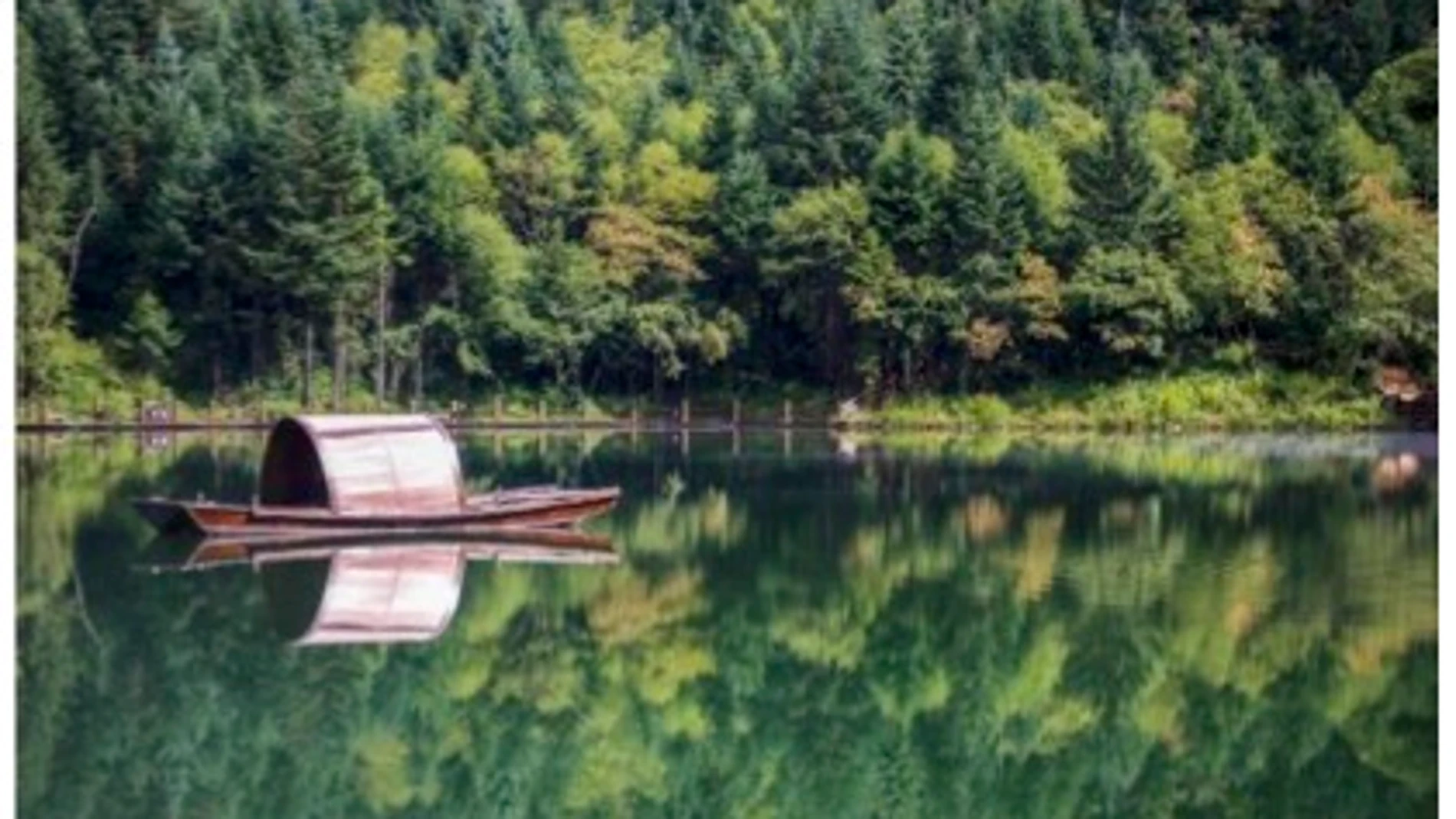 La foto, tomada el 26 de agosto de 2021, muestra una vista del lago Zedang en el parque forestal nacional Guan’egou, ubicado en el condado Dangchang de Longnan, provincia de Gansu, noroeste de China.