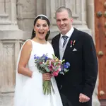 Ortega Smith y Paulina Sánchez el día de su boda en Toledo