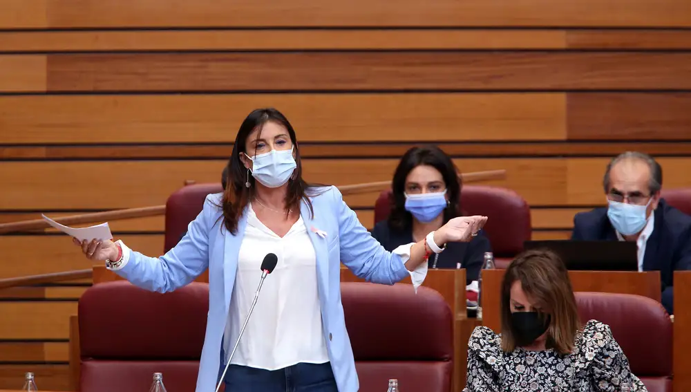 La socialista Ana Sánchez durante su cara a cara con Igea en las Cortes