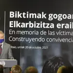 El lendari Iñigo Urkullu, interviene en un acto organizado por el Gobierno vasco y enmarcado en los actos por el 10 aniversario del comunicado del cese de la actividad de ETA