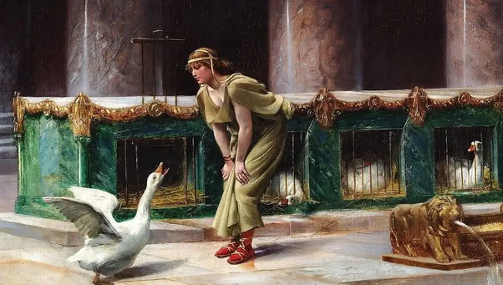 Pintura &quot;Los gansos del Capitolio&quot; Henry Paul Motte