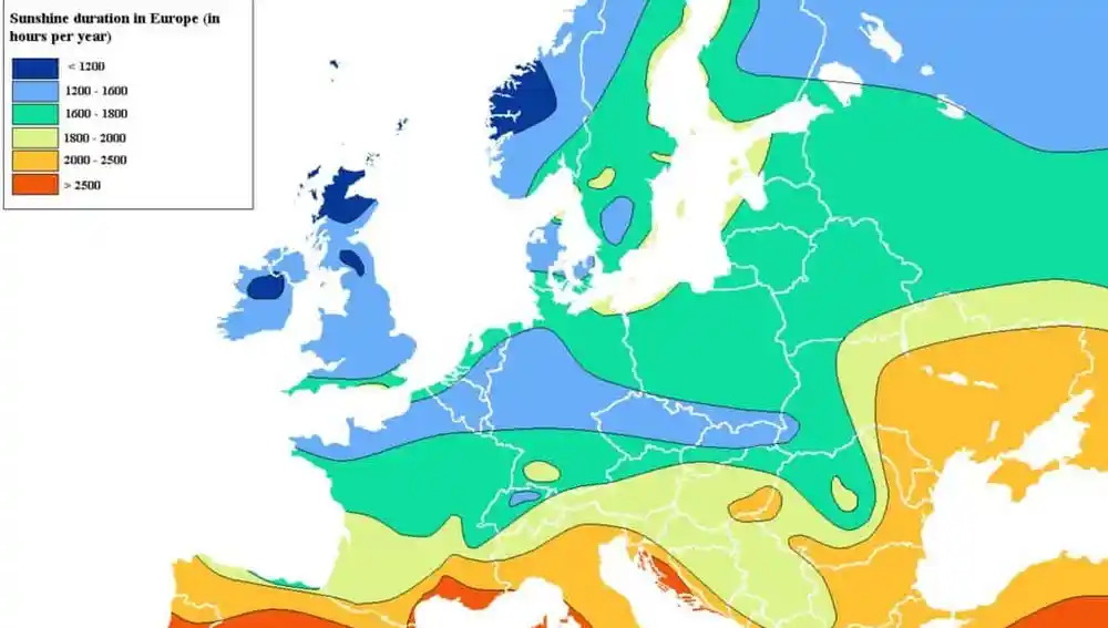Horas de sol en Europa