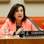 La ministra de Defensa, Margarita Robles, durante su comparecencia en el Congreso