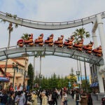Una montaña rusa del parque Universal Studios de Osaka (oeste de Japón)