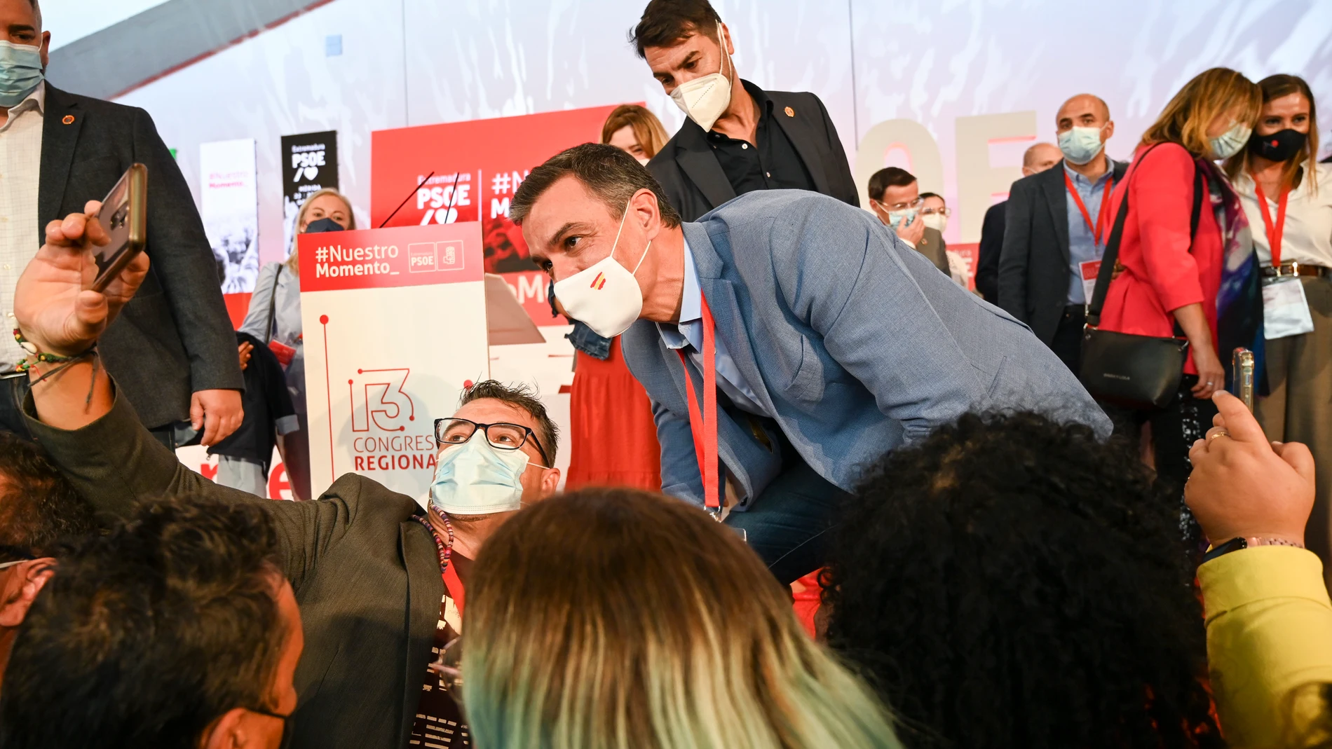 El presidente del Gobierno, Pedro Sánchez, en la clausura del 13 Congreso Regional del PSOE de Extremadura