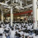 Migrantes rescatados por Médicos sin Fronteras a bordo del barco 'Geo Barents'FILIPPO TADDEI / MSF24/10/2021