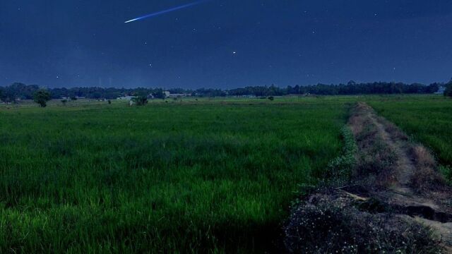 Una estrella fugaz fotografiada en Kerala, India.