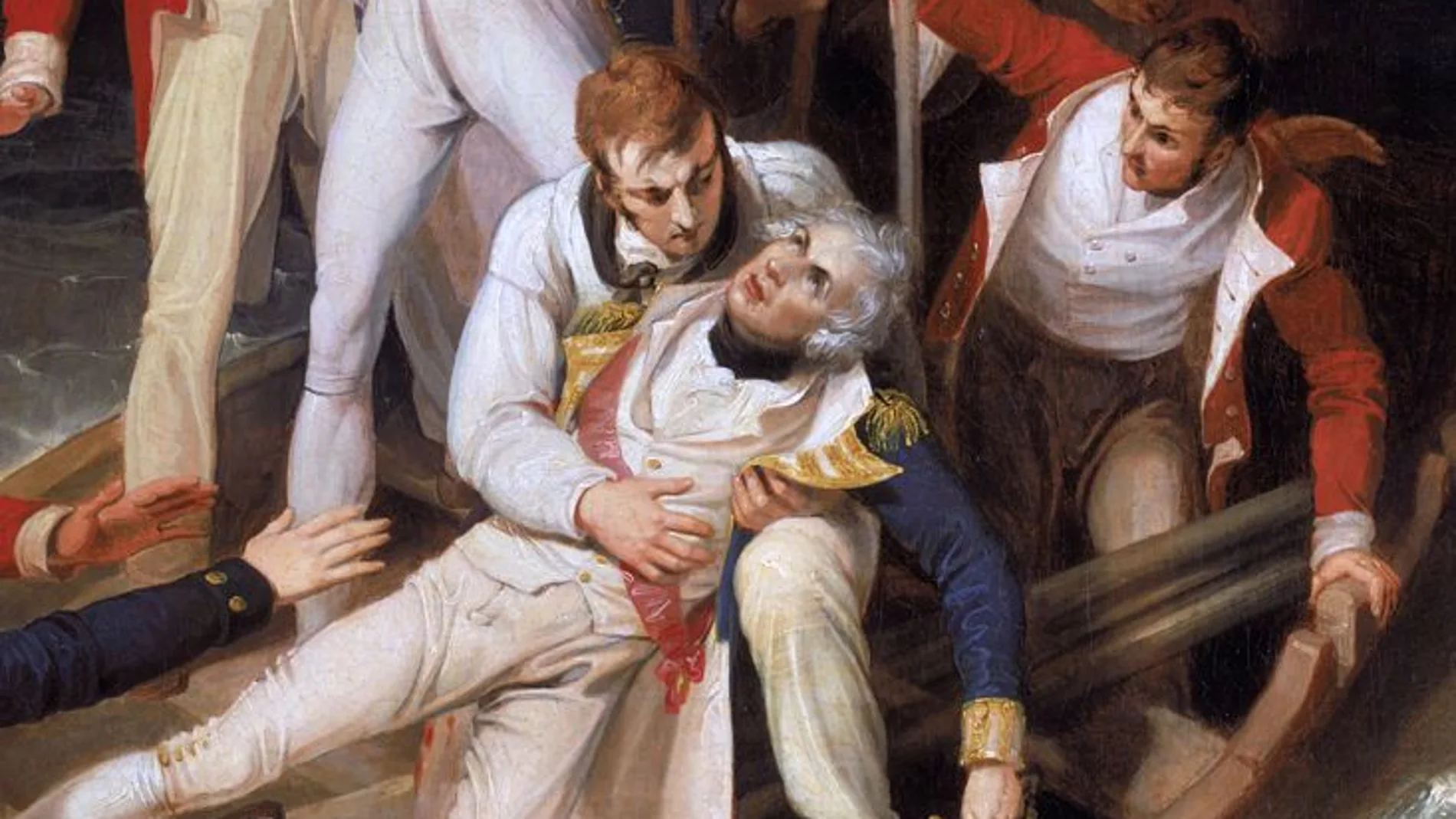 Nelson herido durante el ataque, óleo de Richard Westall