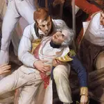 Nelson herido durante el ataque, óleo de Richard Westall