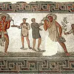 Mosaico romano donde se representa la esclavitud