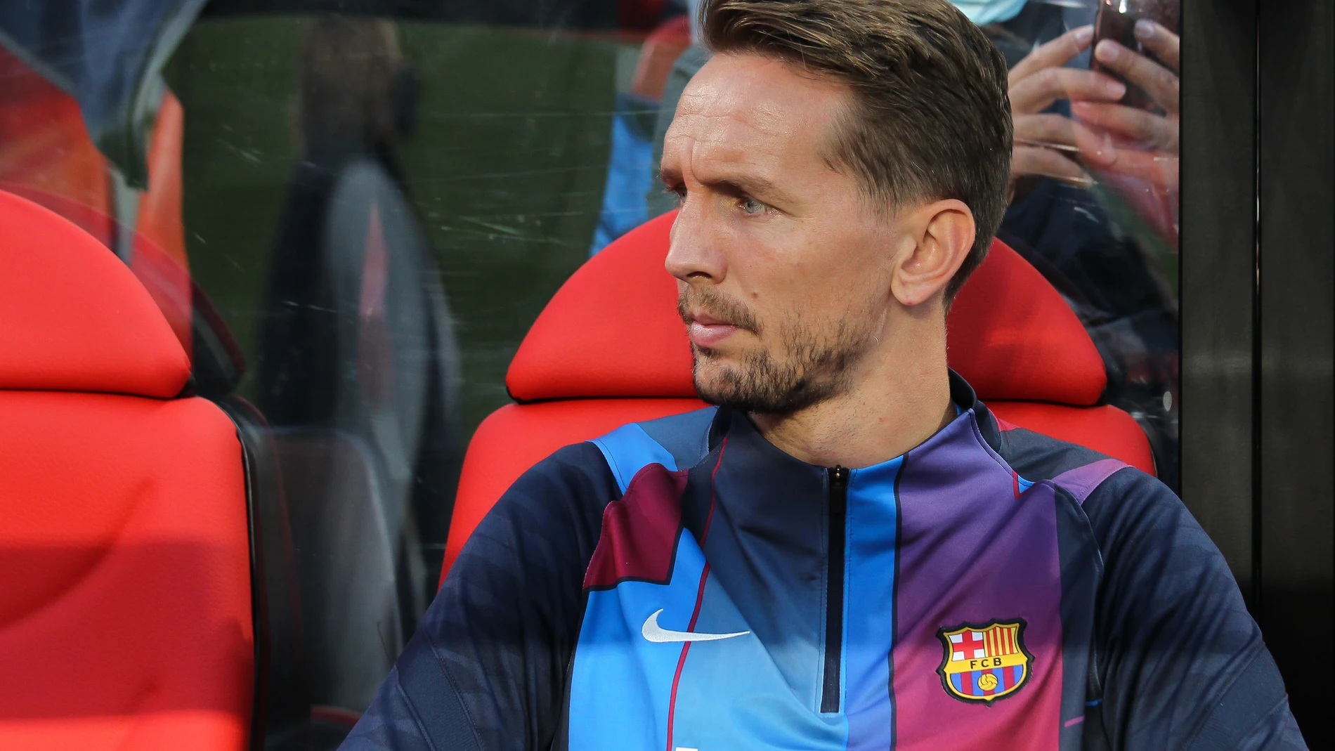 Luuk de Jong FC Barcelona looks on during La Liga football match played between Rayo Vallecano and FC Barcelona at Vallecas stadium on October 27th, 2021 in Madrid, Spain.AFP7 27/10/2021 ONLY FOR USE IN SPAIN