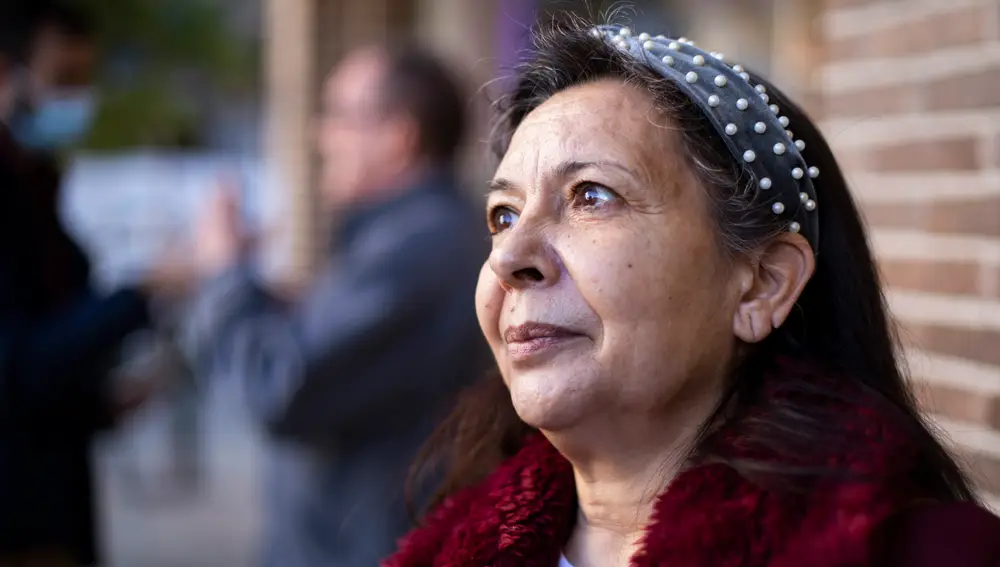 María Jesús, una de las personas sin hogar que Cáritas Madrid ha reunido para reclamar los derechos del colectivo