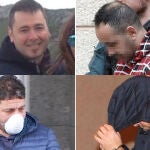 Pedro Nieva (arriba, izquierda), Djilali (arriba, derecha); Maamar Kelii (anajo, izquierda) y Jesús Muguruza, cuando fueron detenidos por la UCO