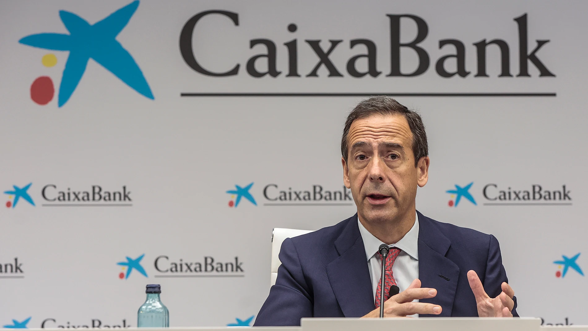 El consejero delegado de CaixaBank, Gonzalo Gortázar, en la presentación de los resultados de los nueve primeros meses de 2021