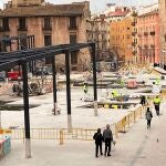 Obras de reurbanización en el entorno del Mercado Central de València
