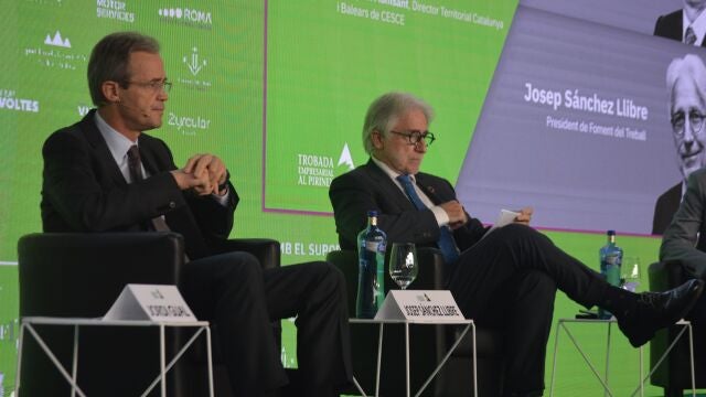 Jordi Gual y Josep Sánchez Llibre durante el evento de esta mañana