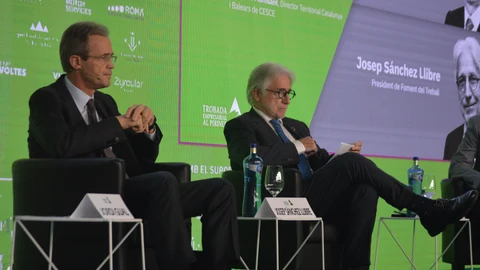 Jordi Gual y Josep Sánchez Llibre durante el evento de esta mañana
