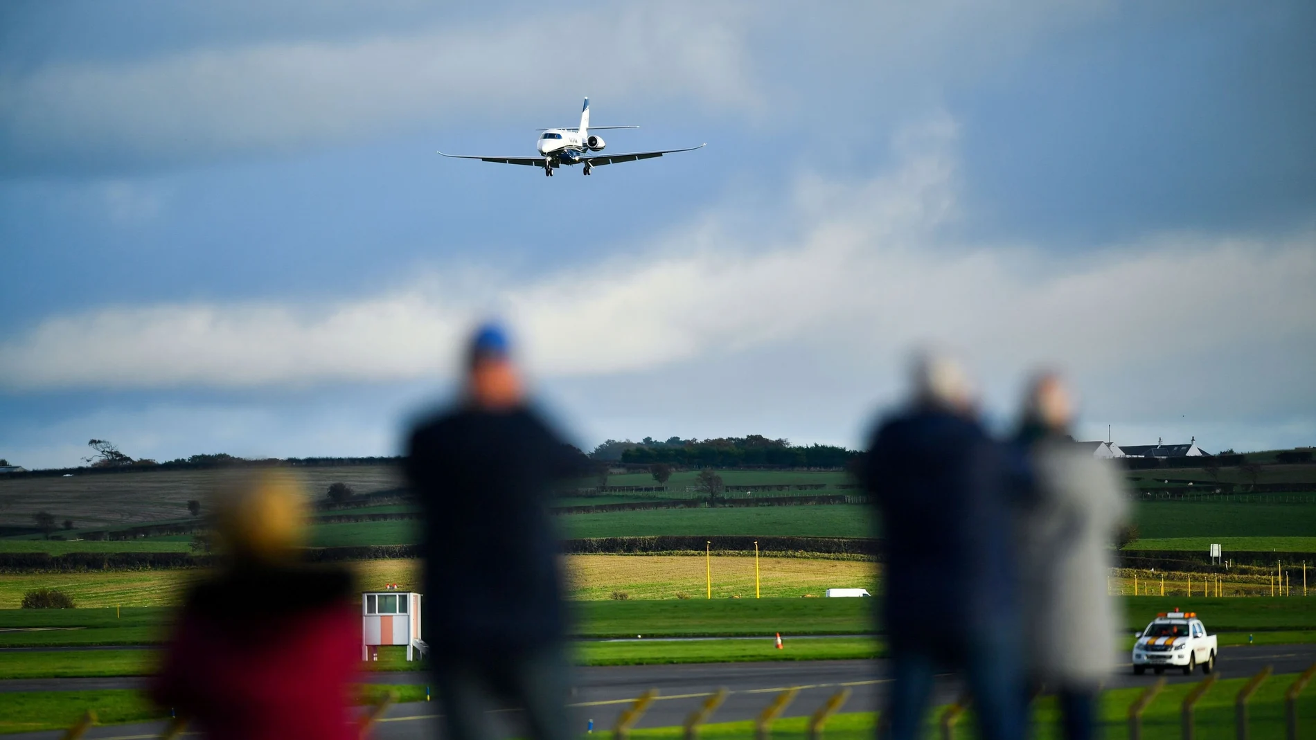 A private jet lands in Prestwick Airport, as world leaders gather in Glasgow for the UN Climate Change Conference (COP26), in Prestwick, Scotland, Britain, November 2, 2021. REUTERS/Dylan Martinez     TPX IMAGES OF THE DAY