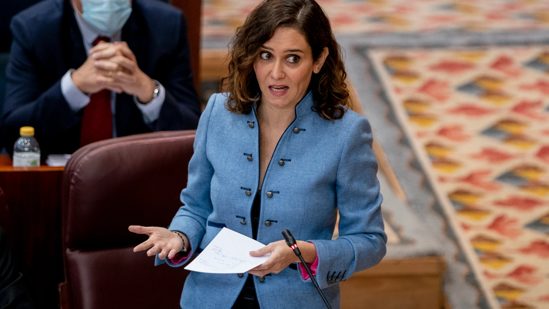 La presidenta de la Comunidad de Madrid, Isabel Díaz Ayuso, durante una sesión de control al Gobierno regional en la Asamblea