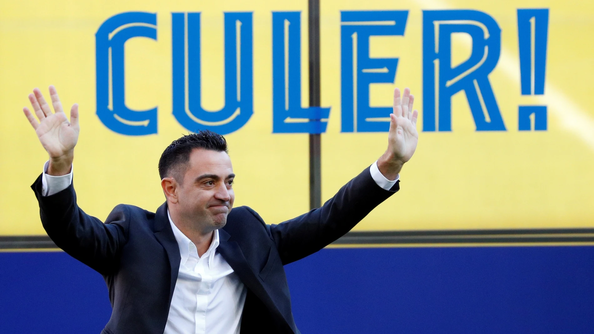 Xavi, en el Camp Nou en su presentación como técnico del Barcelona