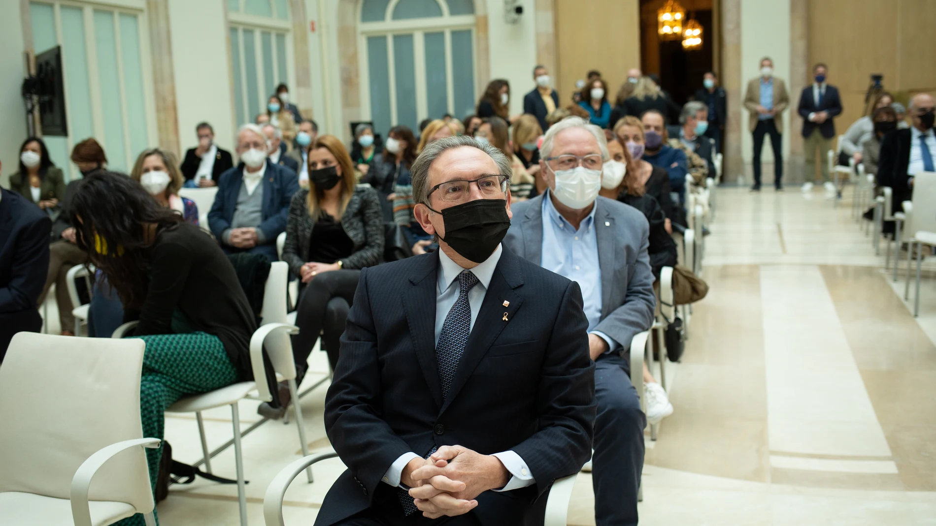 El conseller de Economía, Jaume Giró, durante la presentación del proyecto de cuentas, después de entregar los Presupuestos 2022 a la presidenta del Parlament