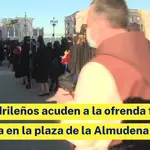 Madrileños Acuden A La Ofrenda Floral Solidaria En La Plaza De La Almudena-