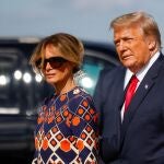 Donald y Melania Trump, a su llegada al resort de Mar-a-Lago tras dejar la Casa Blanca