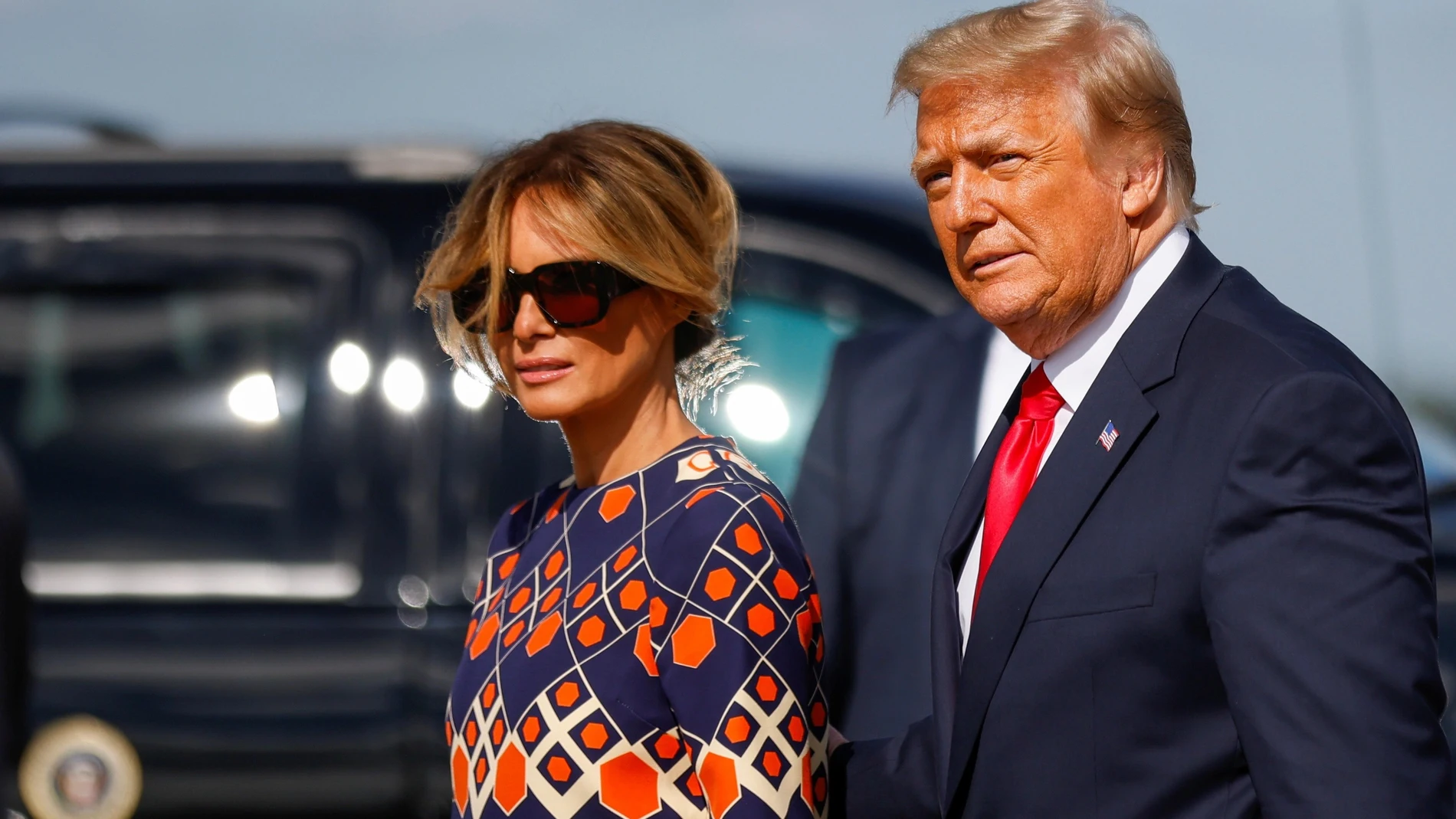 Donald y Melania Trump, a su llegada al resort de Mar-a-Lago tras dejar la Casa Blanca