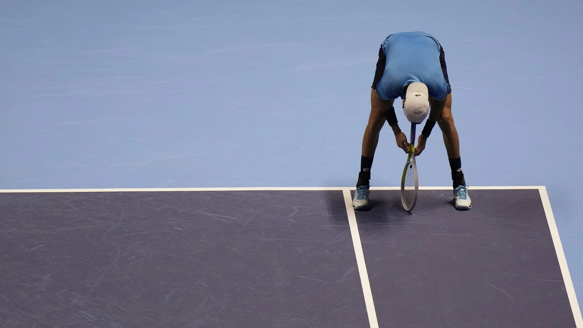 Matteo Berrettini, durante su partido de las ATP Finals contra Zverev