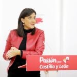 La secretaria de Organización del PSOE de Castilla y León, Ana Sánchez atiende a la prensa